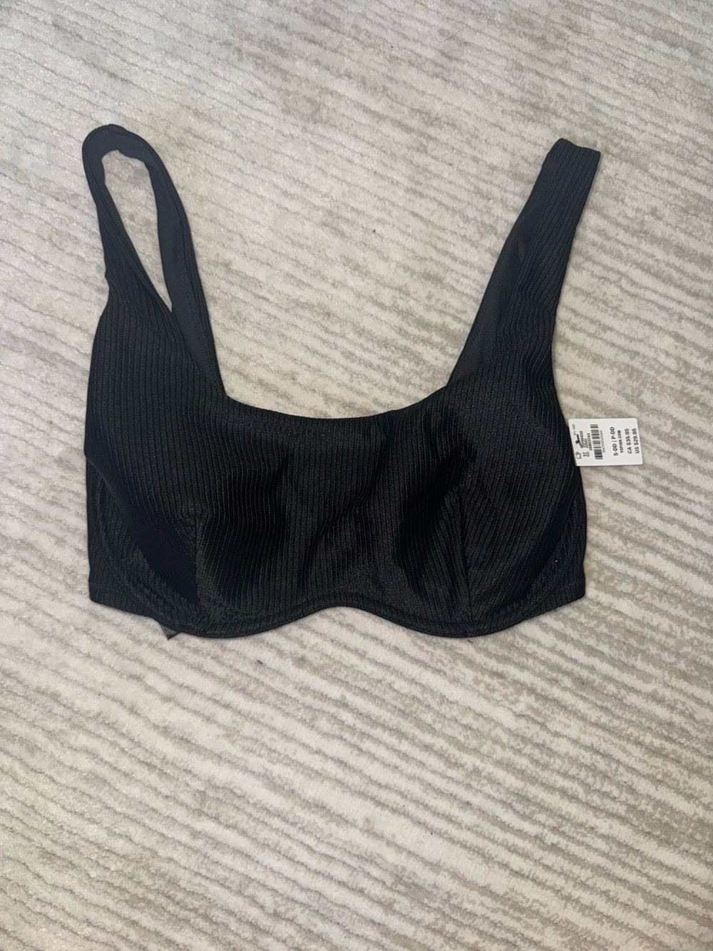PINK Victoria's Secret Black Ribbed Underwire Bikini top